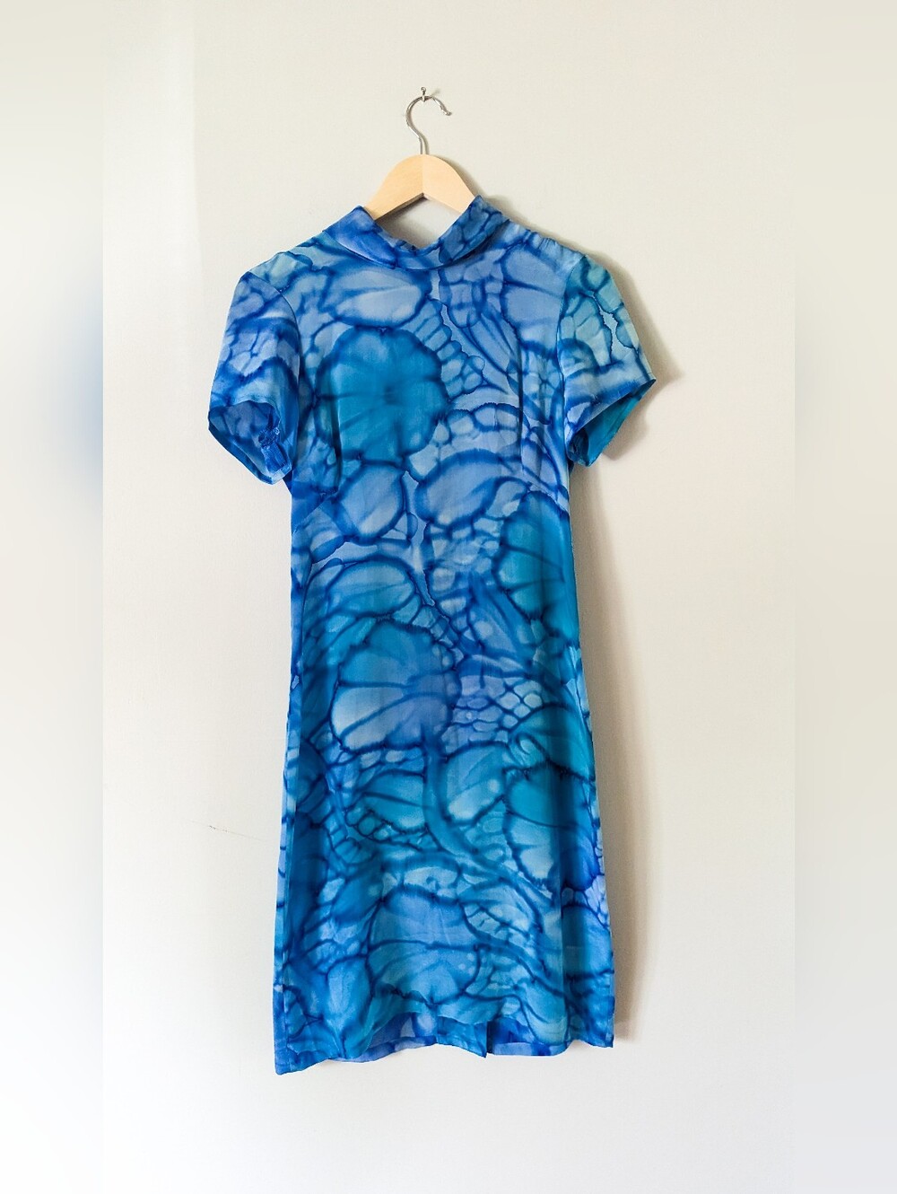 Agnes B. Blue Tie-Dye Midi Dress
